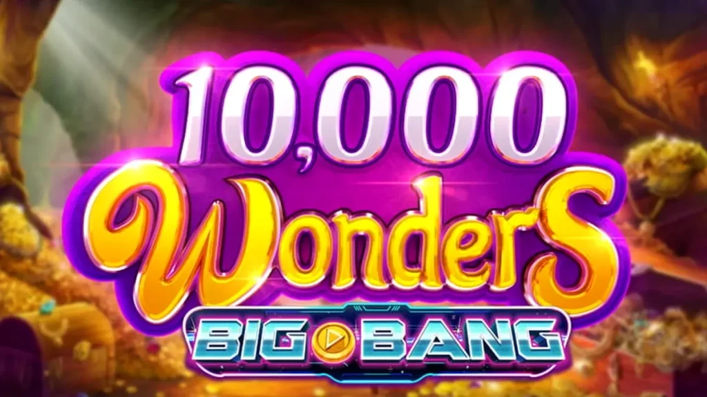 Tampilan layar permainan slot 10,000 Wonders Big Bang dengan latar belakang bertema epik