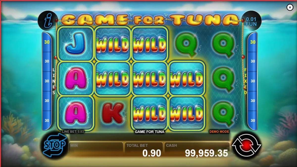 Tampilan visual slot Game for Tuna dengan tema bawah laut